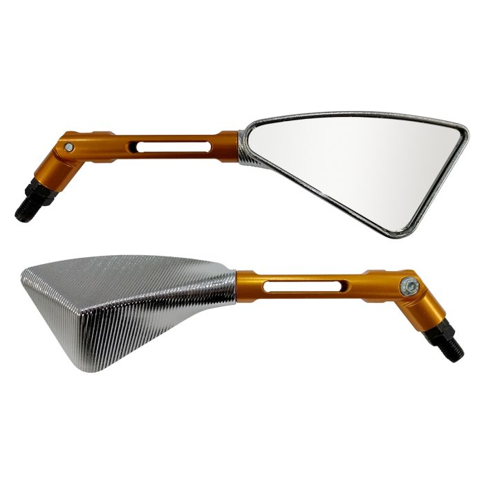 RETROVISOR ARROW CAPA CROMADA HASTE DE ALUMINIO DOURADA UNIVERSAL DIR/ESQ